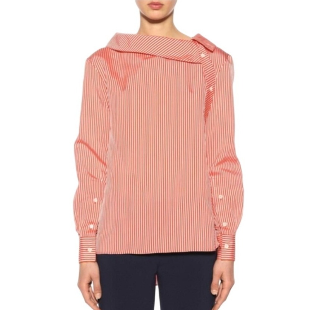 Altuzarra Eileen striped cotton twill top Spread Collar Long Sleeve shirt 42 - Picture 2 of 8